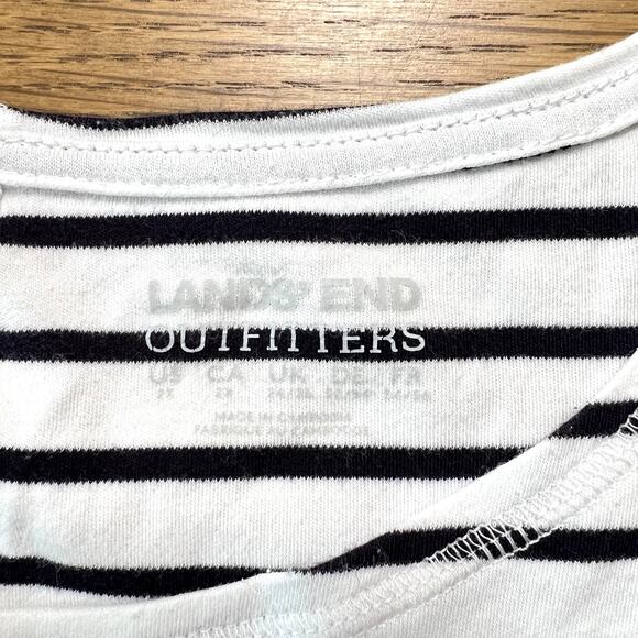 LANDS END‎ White Navy Breton Stripe Short Sleeve T-Shirt Womens 2X Beachy - Picture 4 of 6